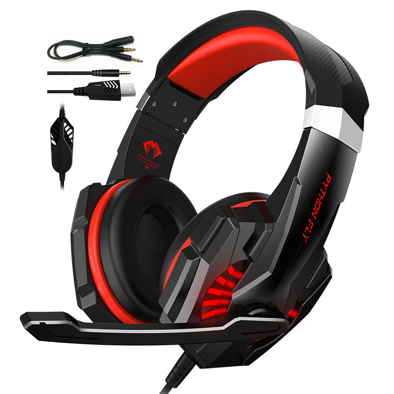 PYTHON FLY G9000mini 3.5mm USB Wired Ergonomic Over-Ear E-sports Headphone Noise Cancellation Gaming Headset with LED Light PYTHON FLY G9000mini 3.5mm USB Wired Ergonomic Over-Ear E-sports Headphone Noise Cancellation Gaming Headset with LED Light